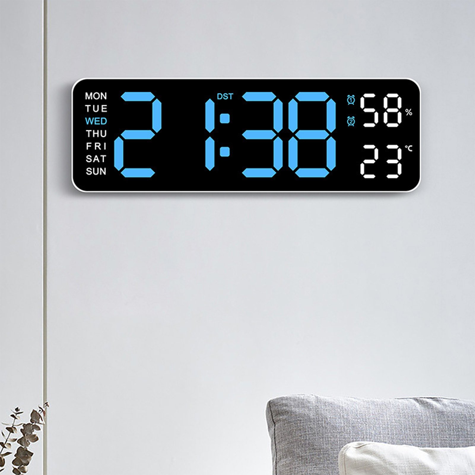 SPRINTF Digital Wall Clock LED Alarm Clock Large Display Table Clock ...