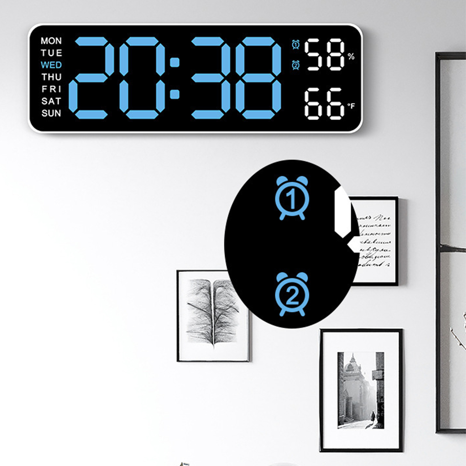 Digital Wall Clocks LED Alarm Clock Large Display Table Clock Wall ...