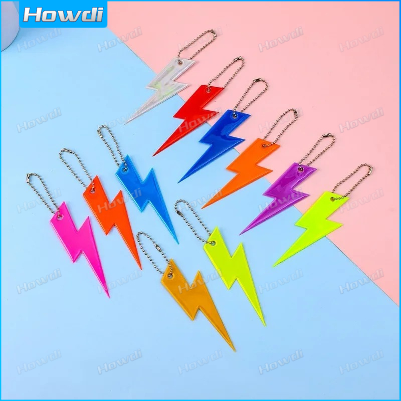 Reflective Keychain Lightning Shape Reflective Pendant Key Ring Bags ...