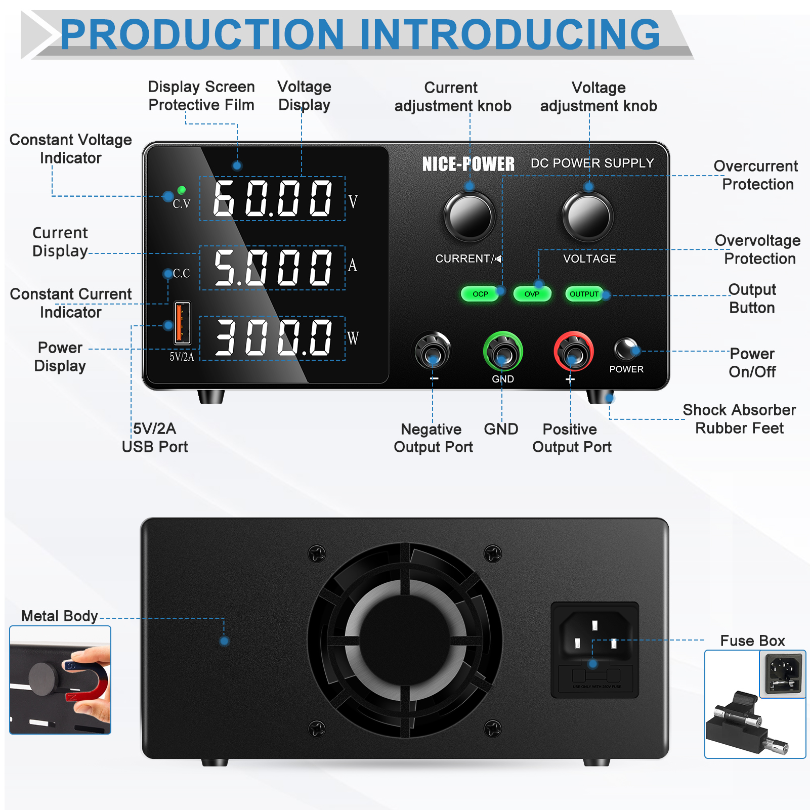 NICE-POWER OCP OVP OUTPUT Short Circuit Adjustable Bench Switching DC ...