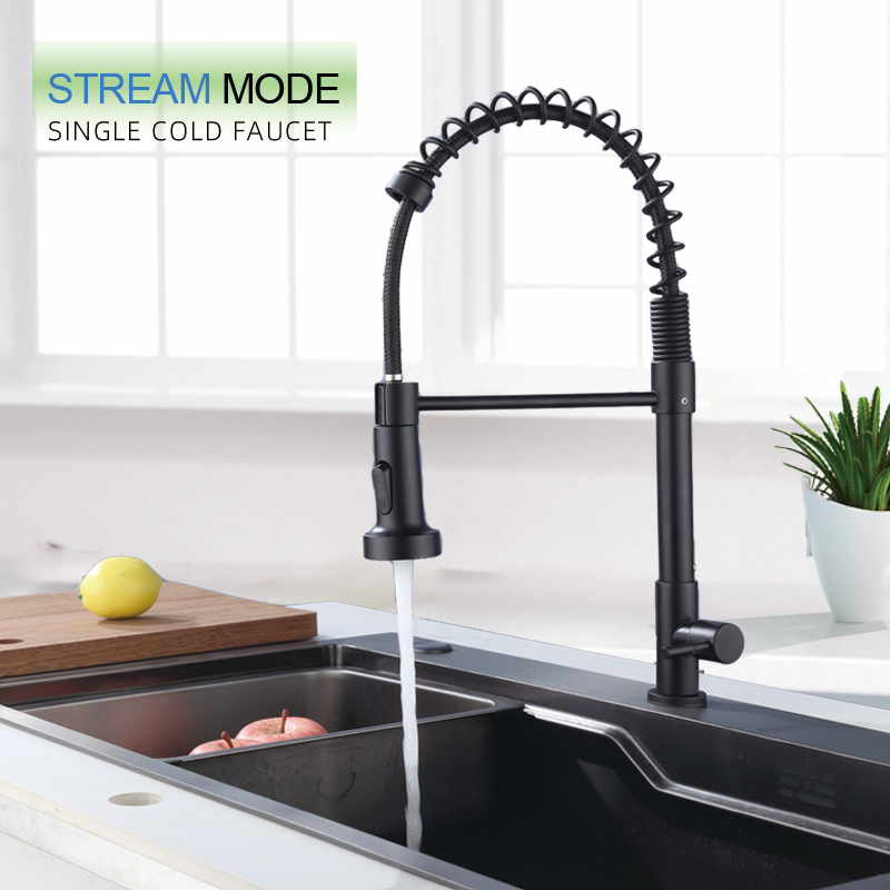 Spring Pull Out Faucet with Two Modes Sprayer Single Handle High Arc ...