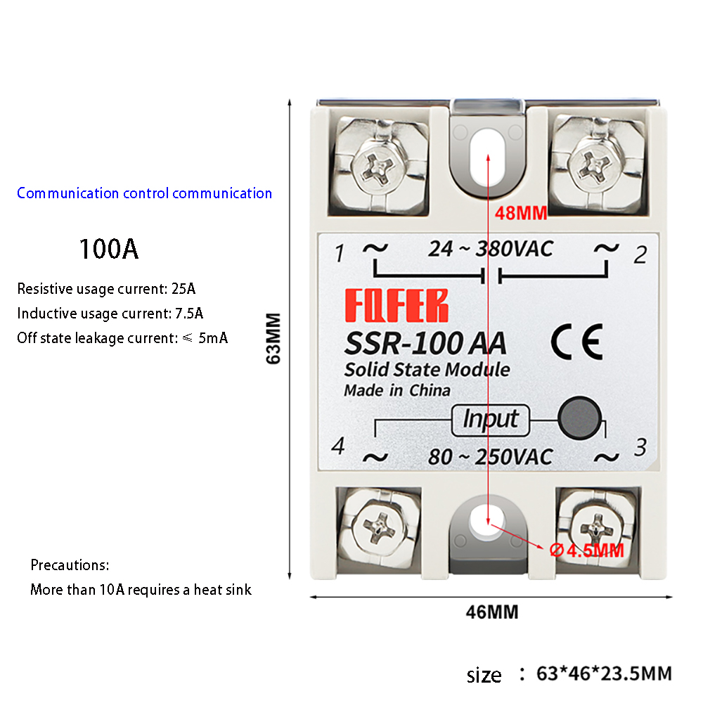 1PCS SSR-10AA SSR-25AA SSR-40AA SSR-60AA SSR-80AA SSR-100AA Solid State ...