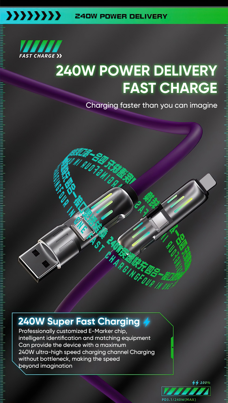 Realfit C2 Magic Light 4IN1 Fast Charging Cable Shopee Philippines