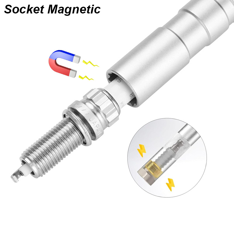 Spark Plug Socket Key Magnetic Tool Wrench Swivel Long Extension ...