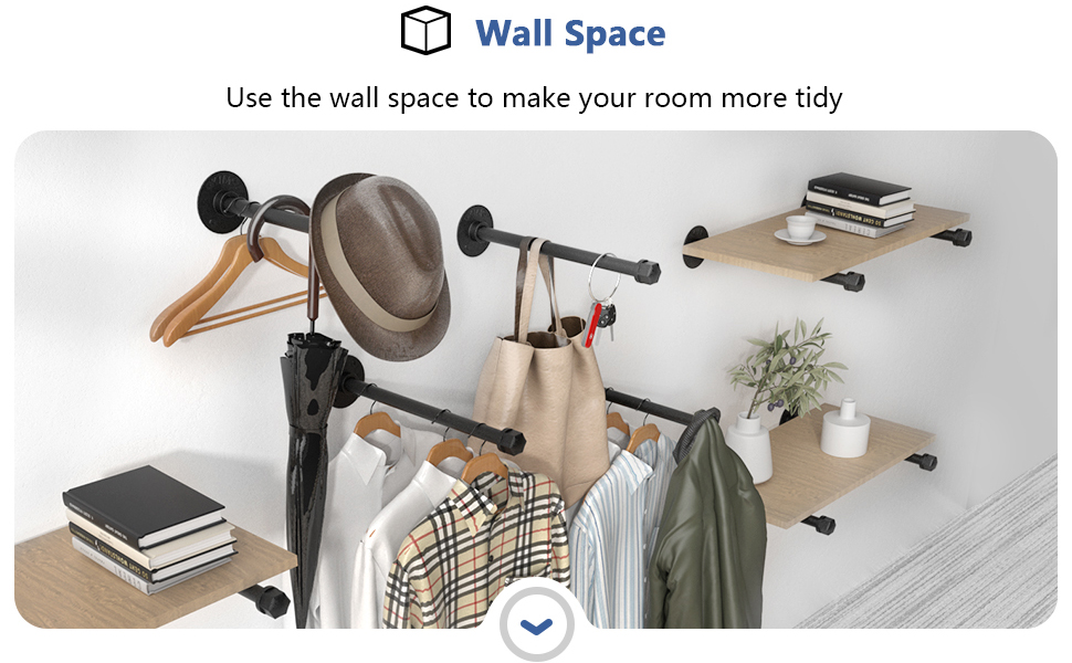 Wall Mounted Clothing Rack Metal Clothes Rack Industrial Pipe Wall ...