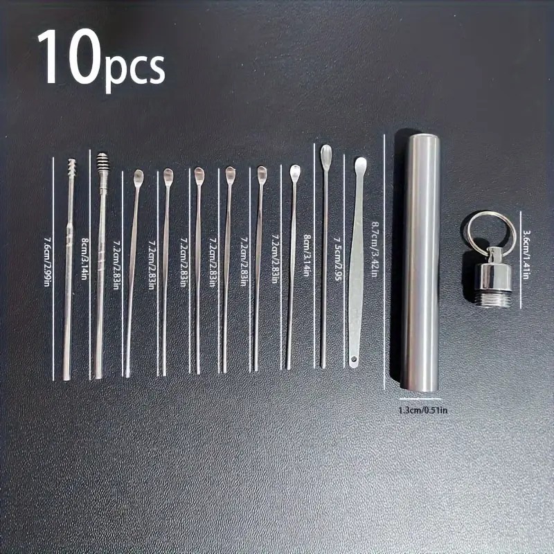 Stainless Steel Ear Cleaner Kit – Earwax Removal Tools, Spiral Ear ...