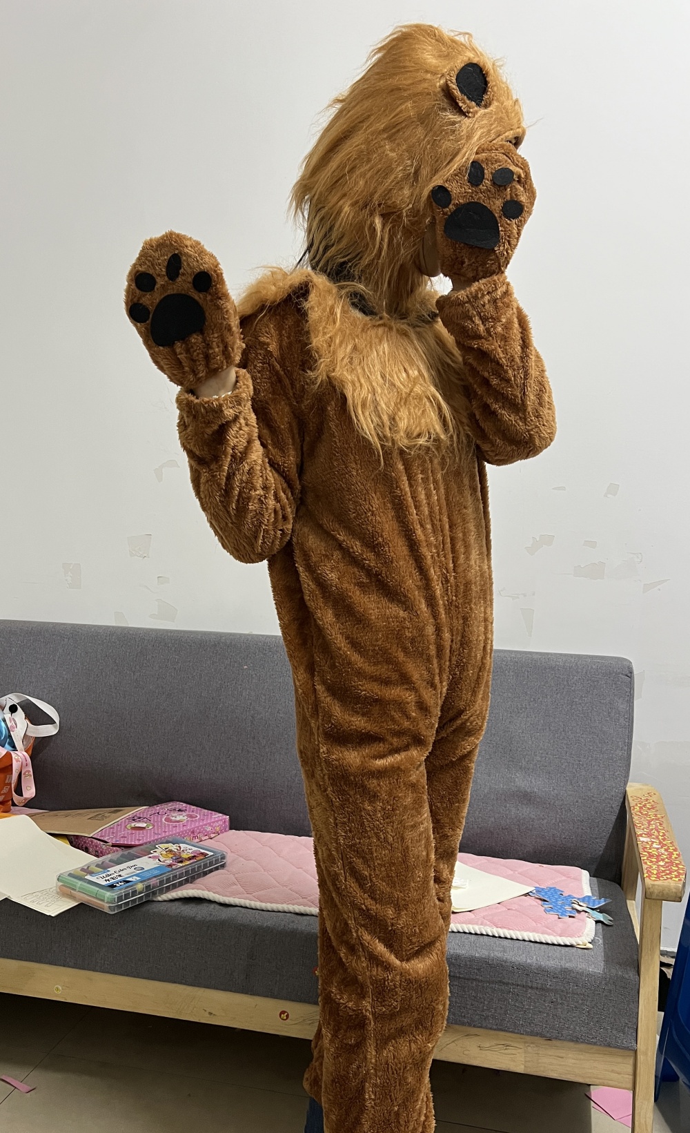 Adult Men Kids Cosplay Lion Costume Halloween Animal Role Play Hoodie ...