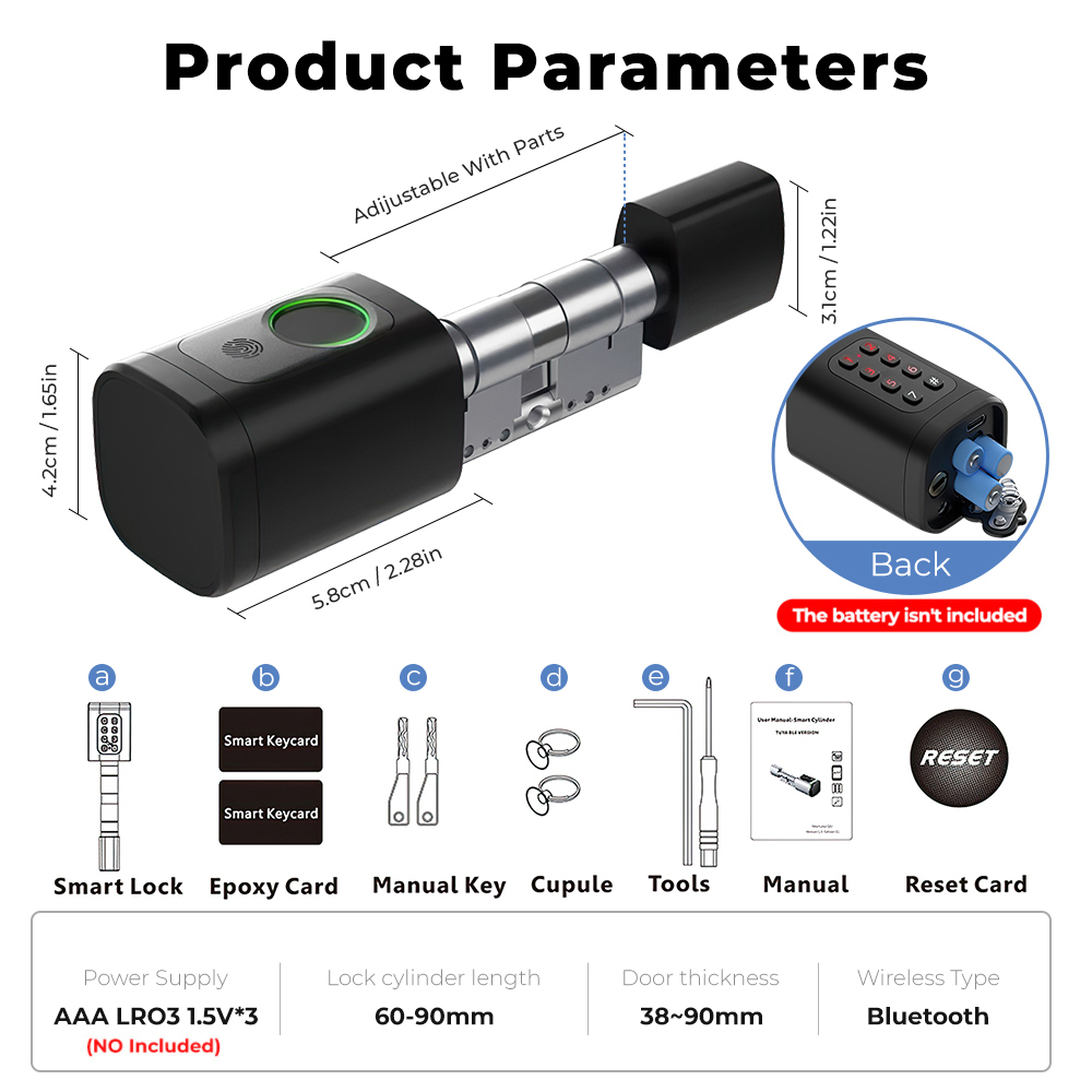SMATRUL Tuya Bluetooth BLE Fingerprint Passcode Keypad Door Lock Knob ...