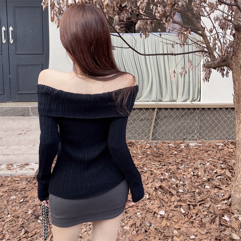 Women's One Shoulder Long Sleeve Sweater Knit Sexy Long Sleeve Top ...