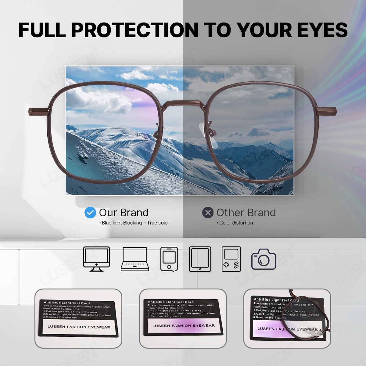 LUSEEN Eyeglass Photochromic Anti Radiation Round For Woman Man Full ...