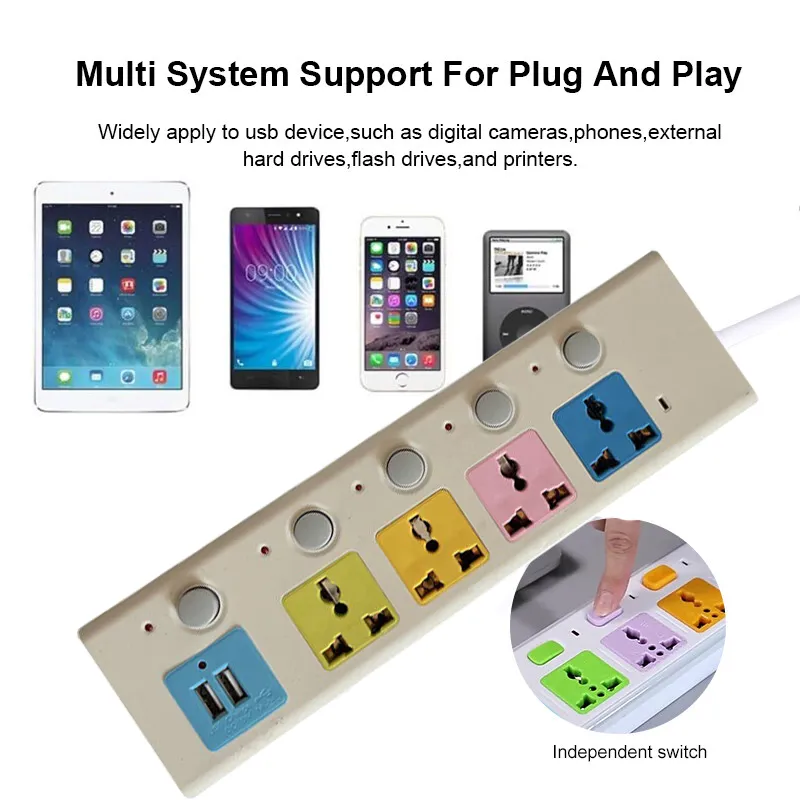 Multi-Function Socket Extension Outlet with 4 Power Socket AND 2 USB ...