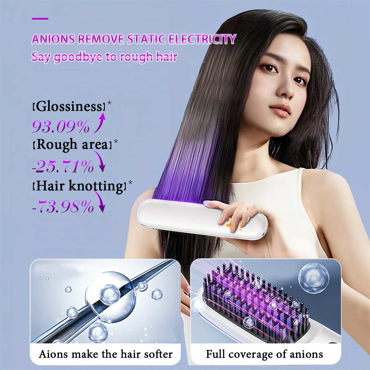 2 In 1 Straight Hair Comb Wireless Hair Straightener Brush Hair Fast Heating Portable Hot Curler USB Charging
