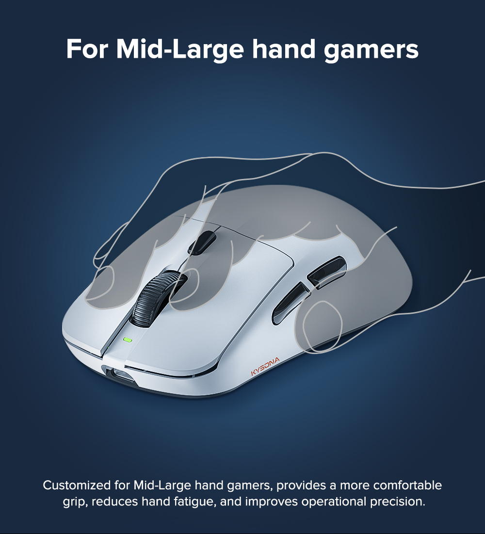 KYSONA M617 8K Gaming Mouse Wireless PAW3395 Sensor Max 26000 DPI Large ...