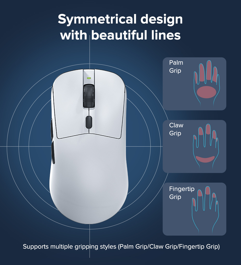 KYSONA M617 8K Gaming Mouse Wireless PAW3395 Sensor Max 26000 DPI Large ...
