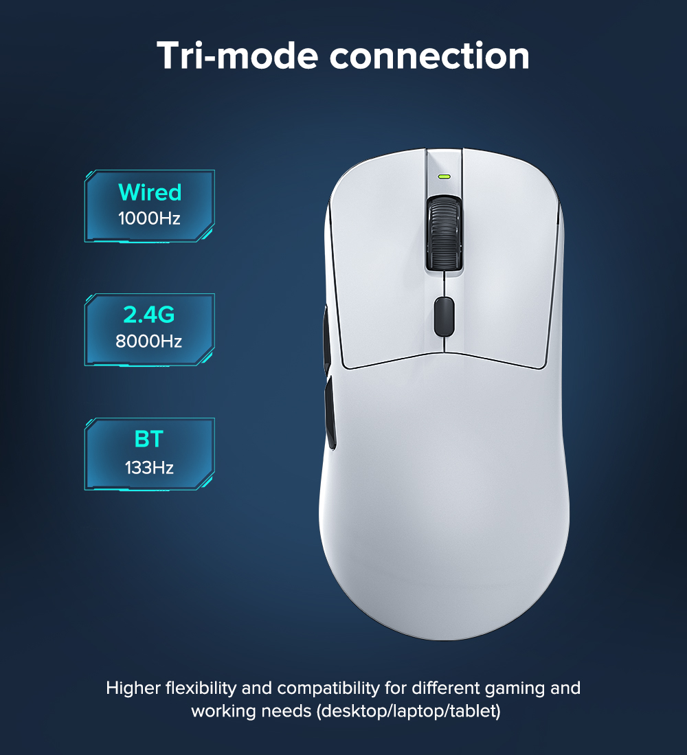 KYSONA M617 8K Gaming Mouse Wireless PAW3395 Sensor Max 26000 DPI Large ...