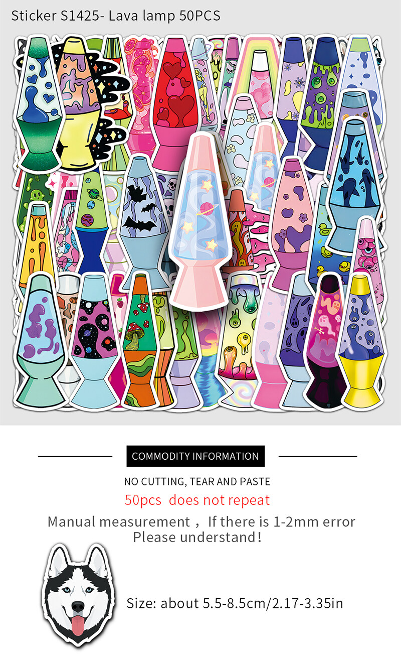 50pcs Cartoon Lava Lamp Stickers for DIY Guitar Suitcase Skateboard ...