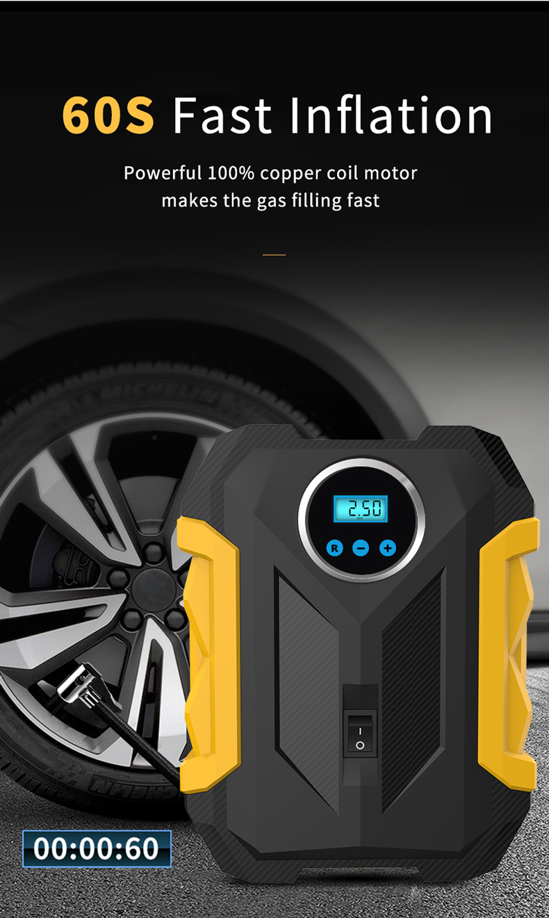 AC/DC Portable Air Compressor/Tire Inflator Powered By Car 12V DC And Home 110V