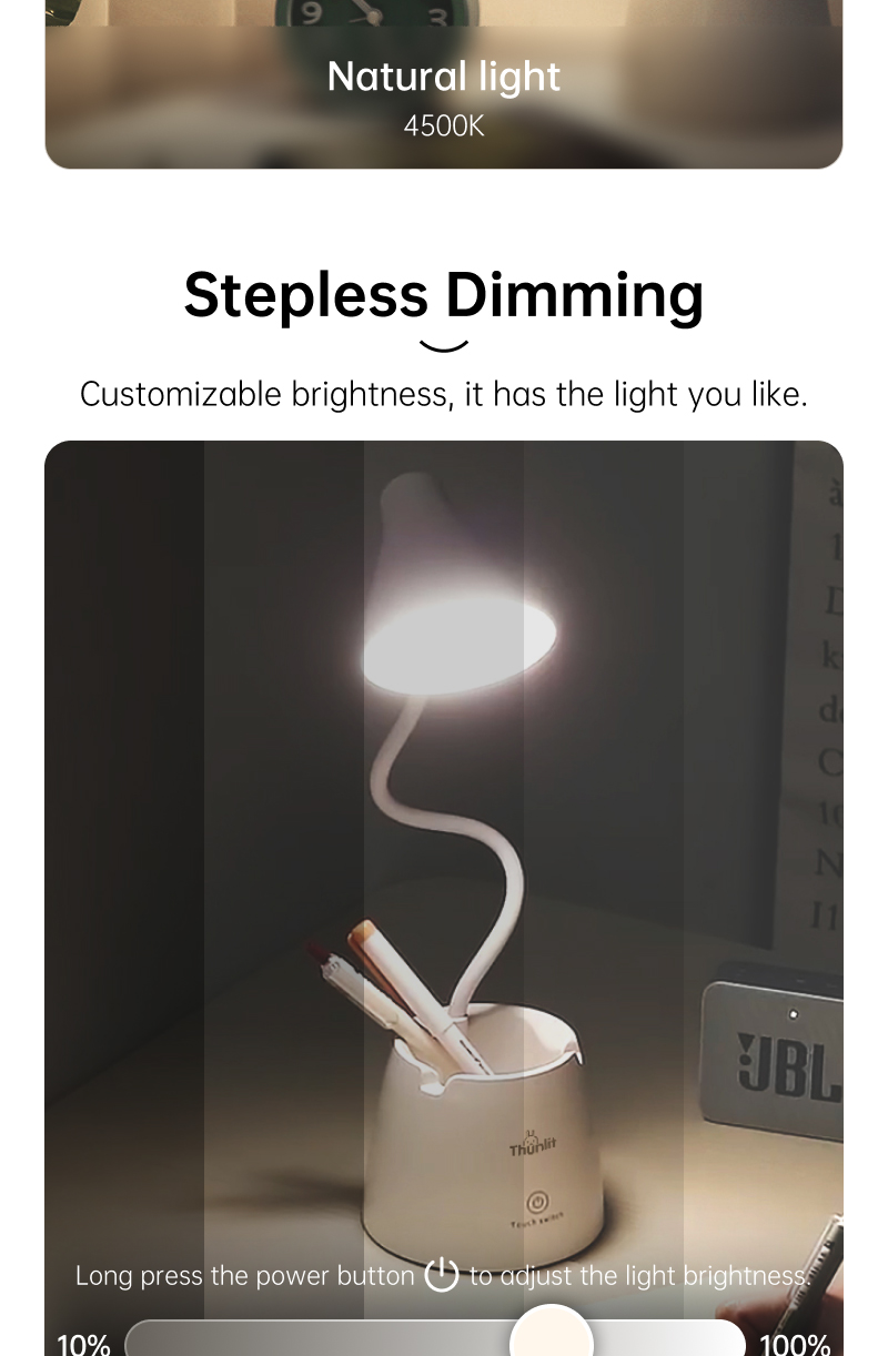 Thunlit Target Study Lamp for Students USB Plug-in 8W LED Dimmable Desk ...