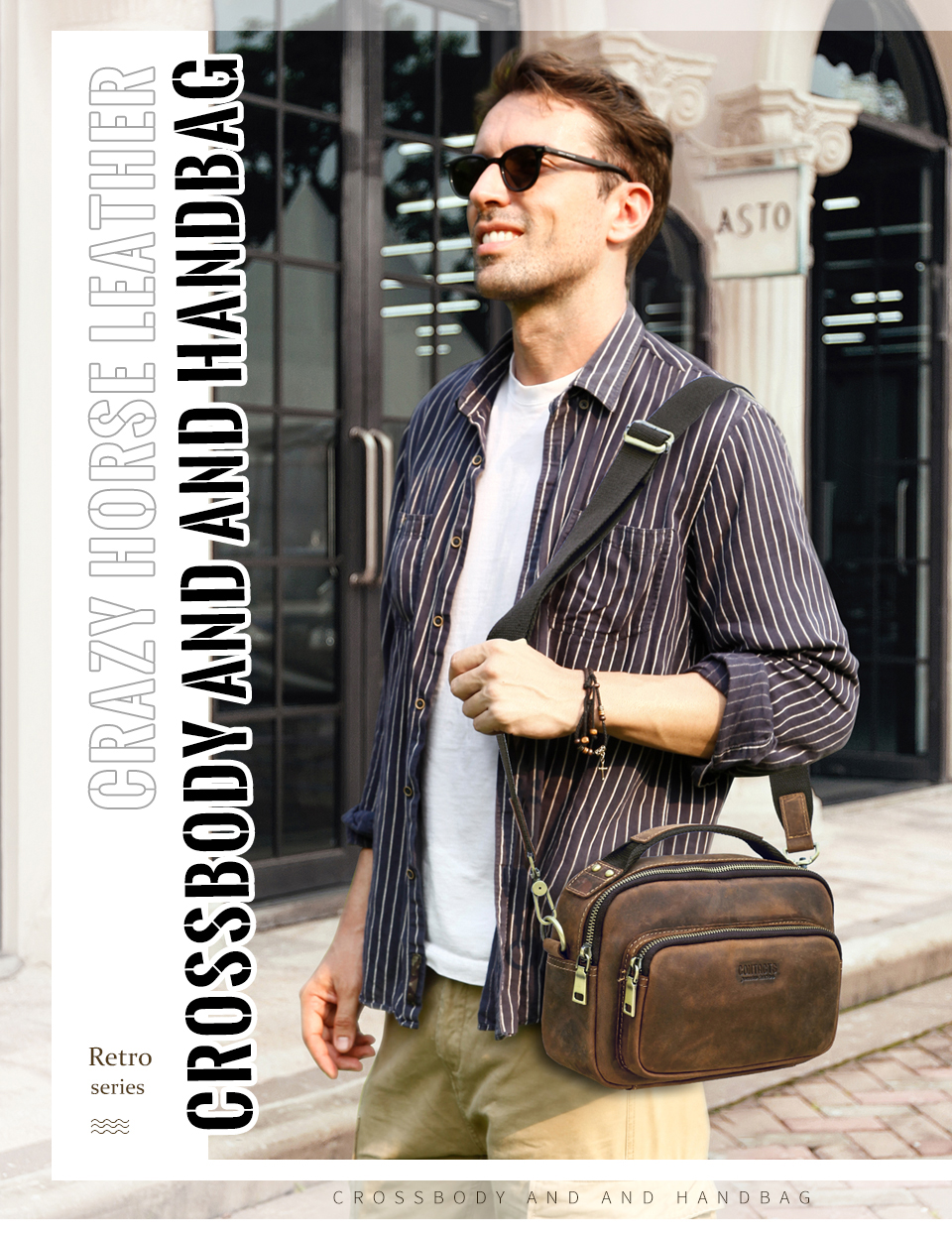 CONTACTS Genuine Leather Men Shoulder Bag Crossbody Messenger Bag for 8 ...
