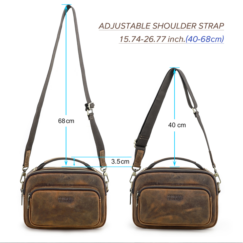 CONTACTS Genuine Leather Men Shoulder Bag Crossbody Messenger Bag for 8 ...