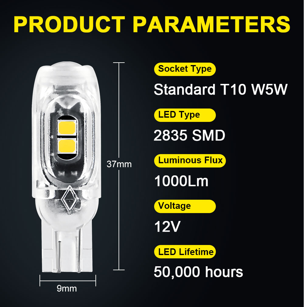 1piece T10 W5W Lens Led Flash Strobe Bulb 194 WY5W Flashing Interior 