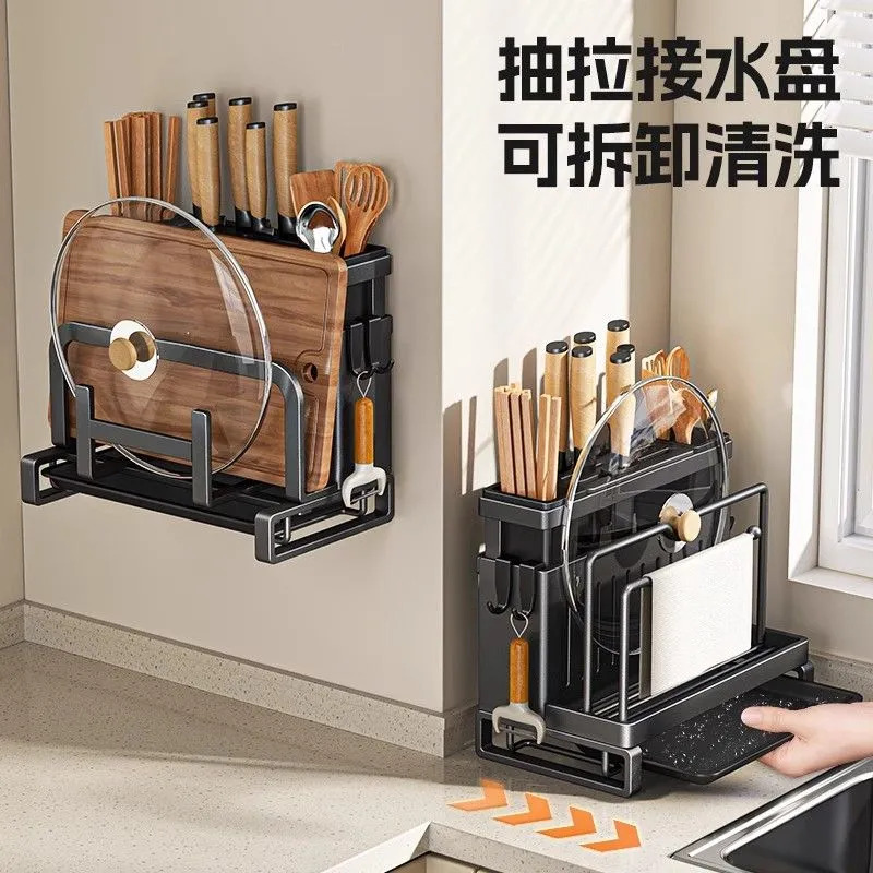 Kitchen Knife Holder Storage Rack Stainless Steel Countertop Cutting ...
