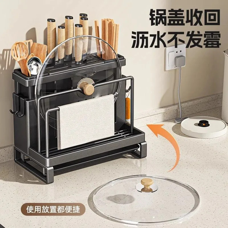 Kitchen Knife Holder Storage Rack Stainless Steel Countertop Cutting ...
