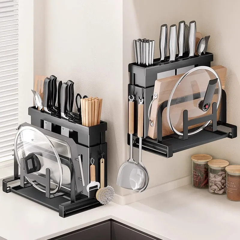 Kitchen Knife Holder Storage Rack Stainless Steel Countertop Cutting ...