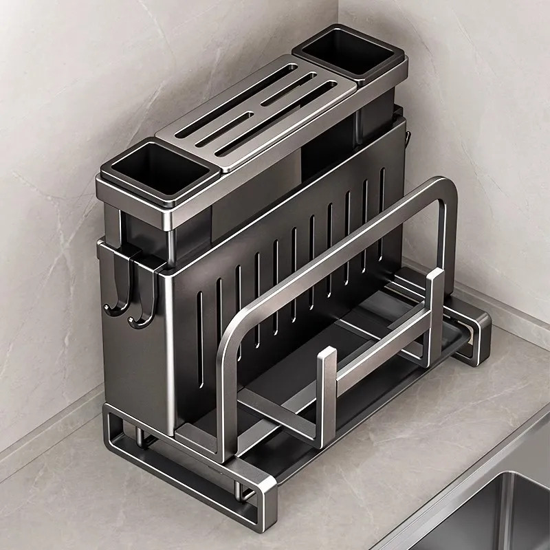 Kitchen Knife Holder Storage Rack Stainless Steel Countertop Cutting ...