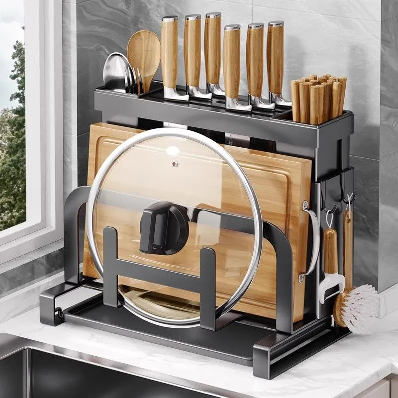 Kitchen Knife Holder Storage Rack Stainless Steel Countertop Cutting ...