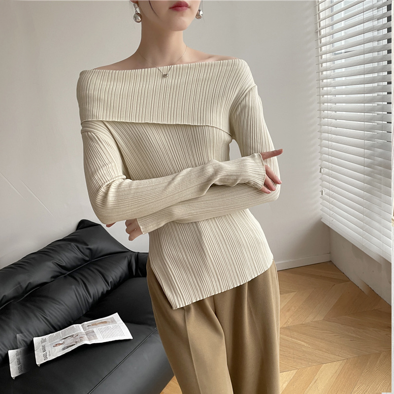 Korean Wool Off-Shoulder Top