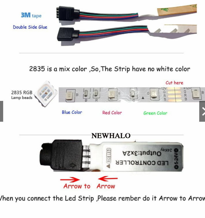 20M 15M 10M 5M LED Decoration Light RGB Strip Light DIY Remote Strip ...