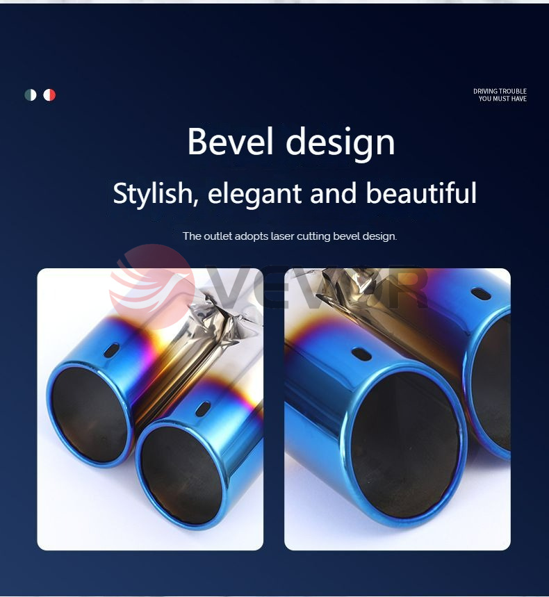 63mm open pipe Muffler Tip for Car universal Auto Burnt Blue or Silver ...