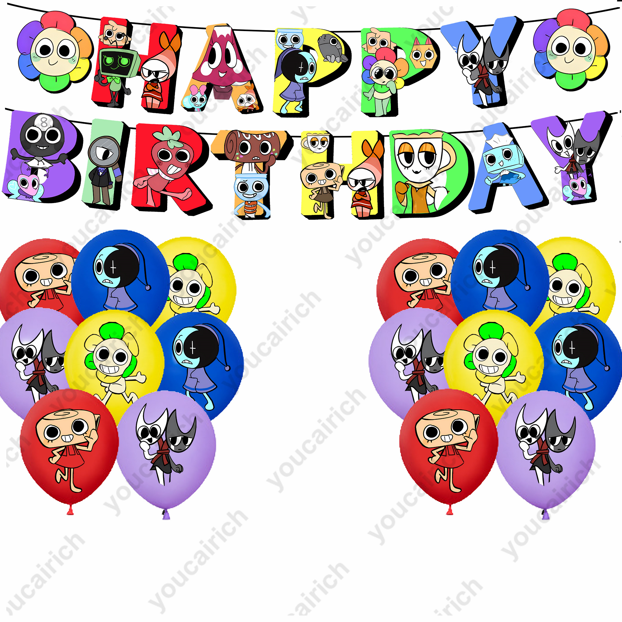 NEW Popular Game Dandy’s World Happy Birthday Banner Balloons Cake ...