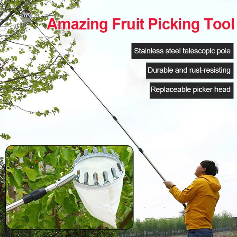Fruit Picker With Basket 5/6/7/9/10M adjustable long telescopic high ...