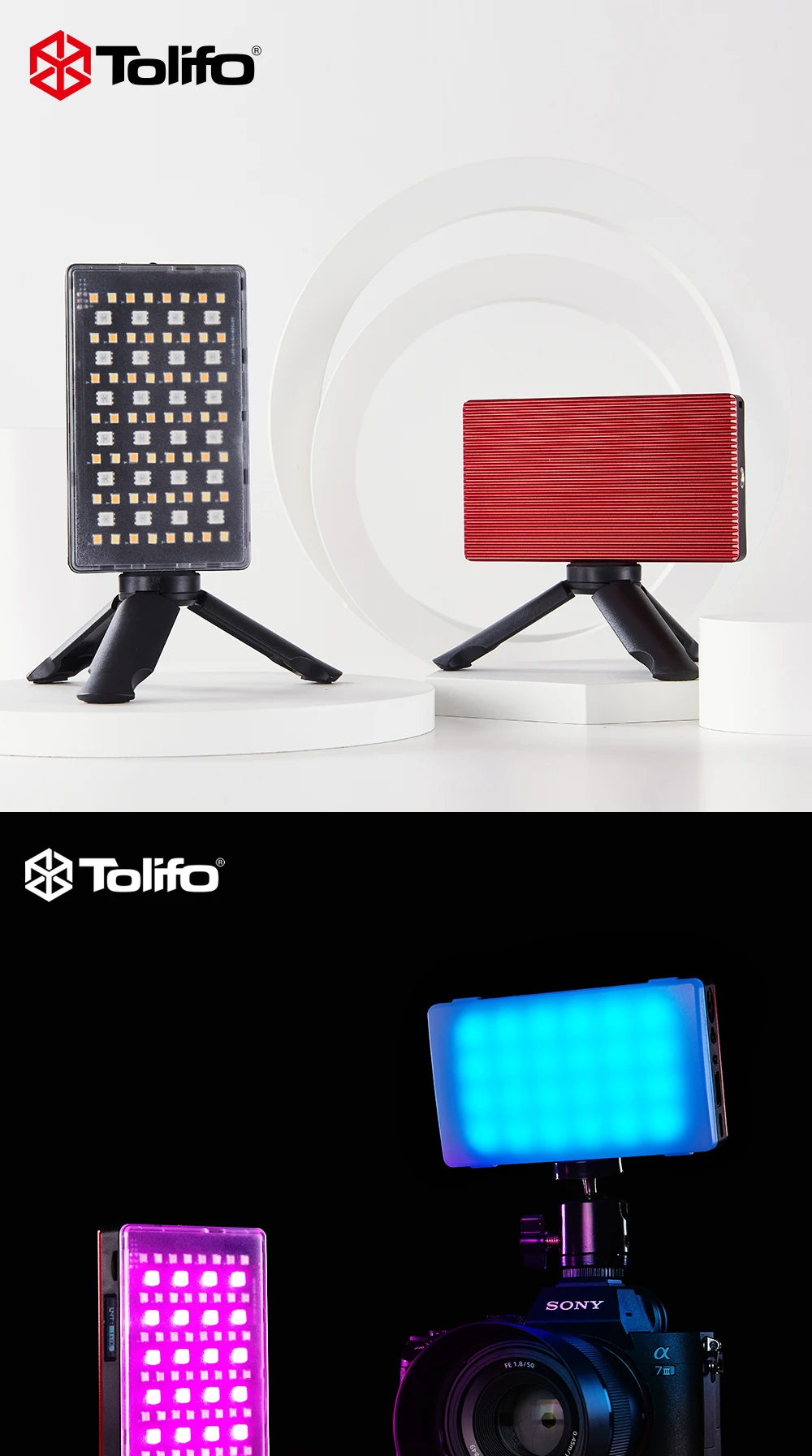 TOLIFO Portable Size RGB led Camera Studio Photography Shooting Fill ...