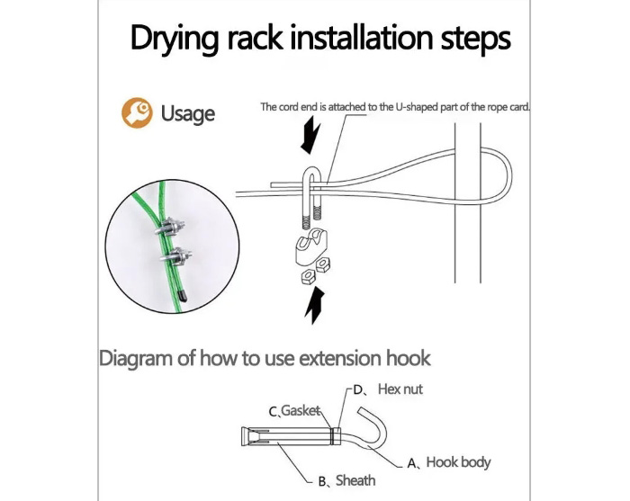 Clothesline outdoor clothesline drying was bold wire rope rope the ...
