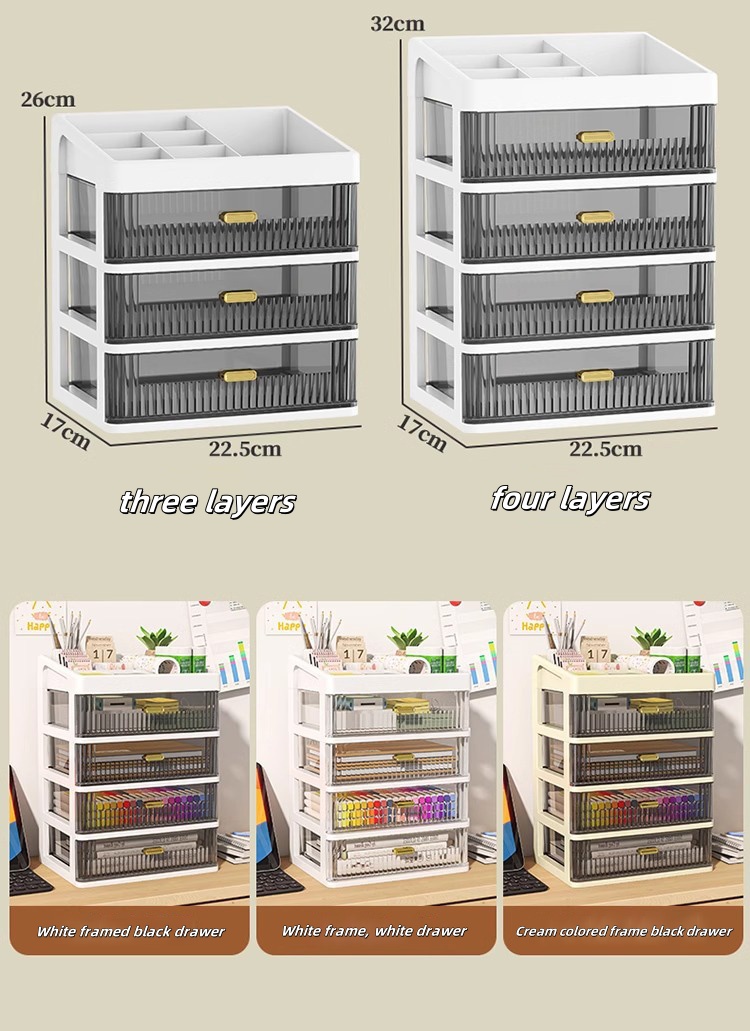 3/4 Layer Storage Box Drawer Style Stationery Storage Office Desk ...