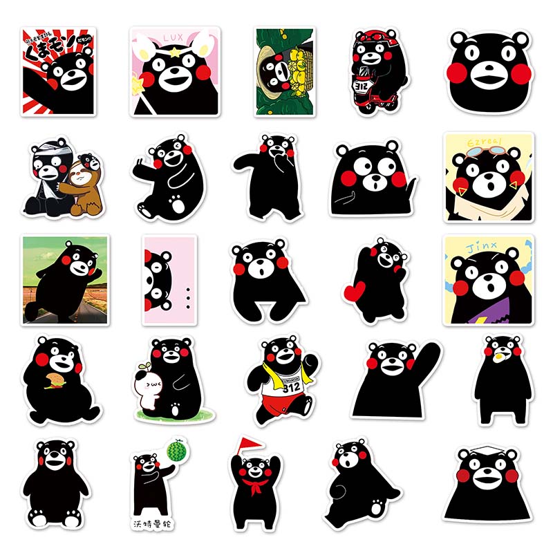 50pcs Kumamon Anime Sticker Cute Adorable Mascot Decal Waterproof ...