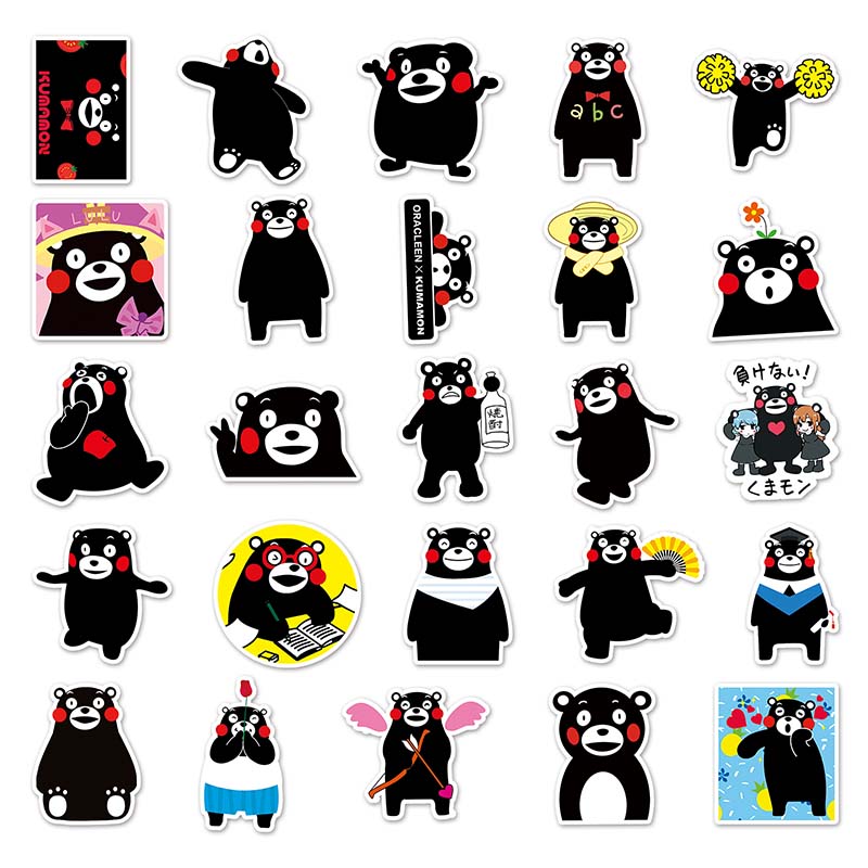 50pcs Kumamon Anime Sticker Cute Adorable Mascot Decal Waterproof ...