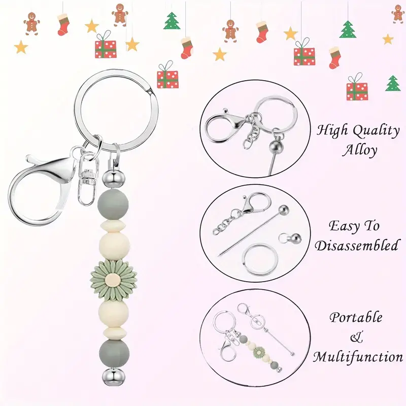 1/3/6pcs DIY Keychain Making Kit - Colorful Beads, Lobster Clasps and ...