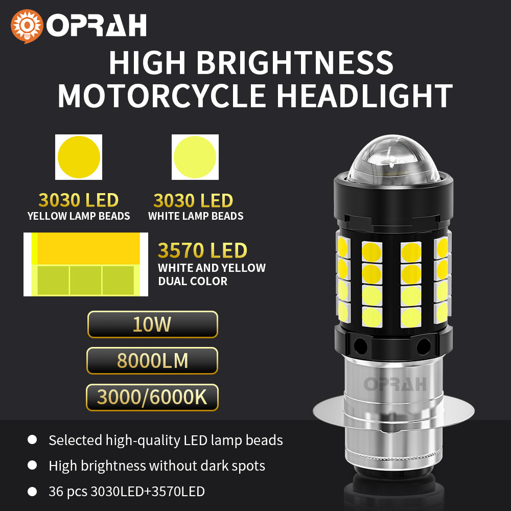 Oprah Super Bright LED Motorcycle Headlight P15D H4 BA20D 3030 36SMD ...