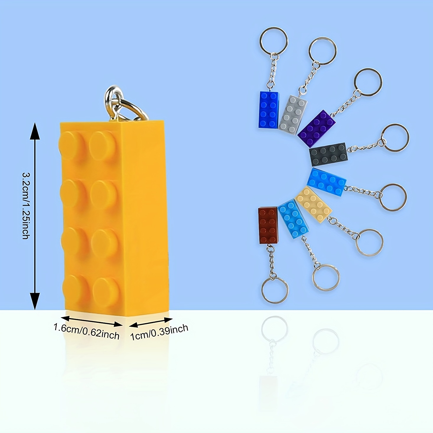 16pcs Building Blocks Keychain Funny Key Ring Purse Bag Backpack Car ...