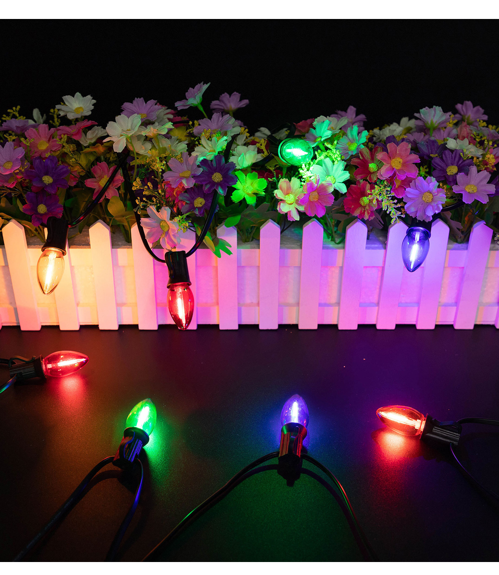 7.6m/10m/15m/20m C7 Colorful String Lights, Outdoor Waterproof String ...