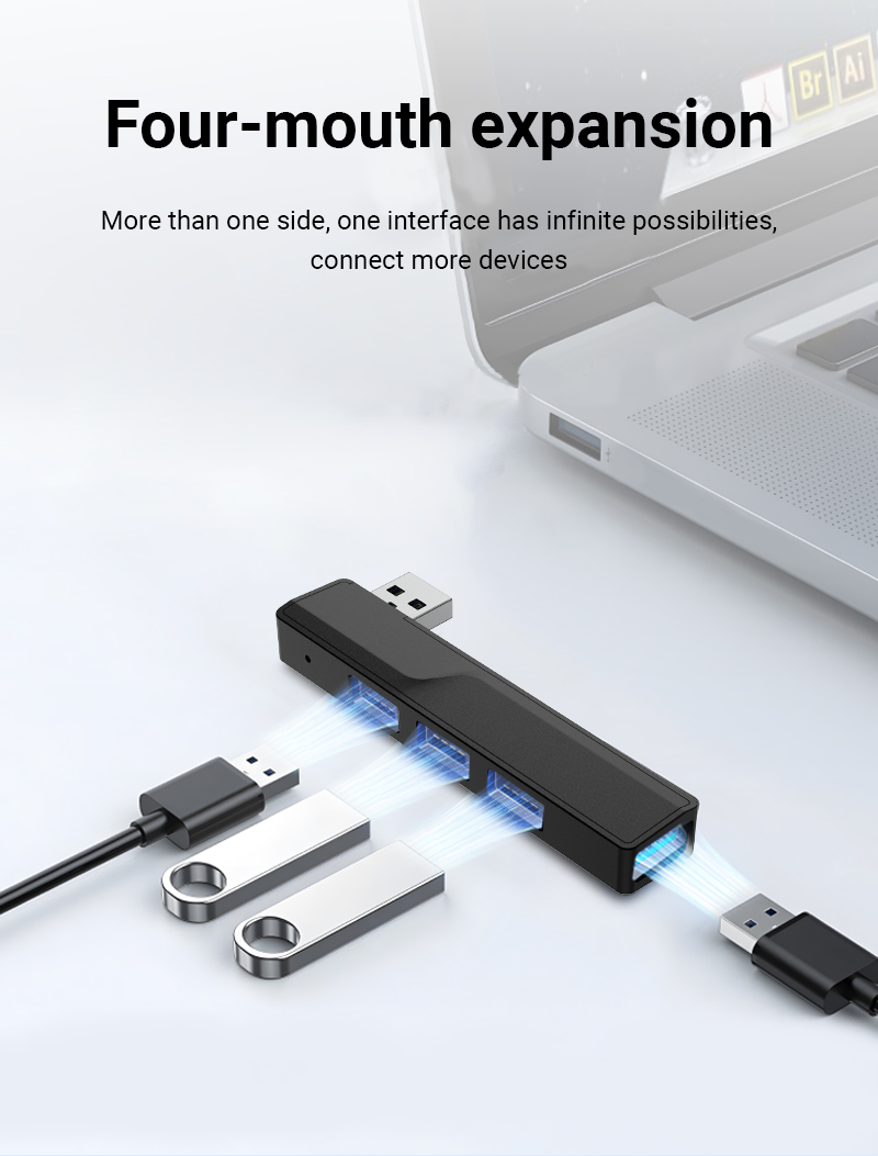 Walram 4 in 1 USB Hub with USB 3.0, USB 2.0 Ports Fast Data Transfer ...