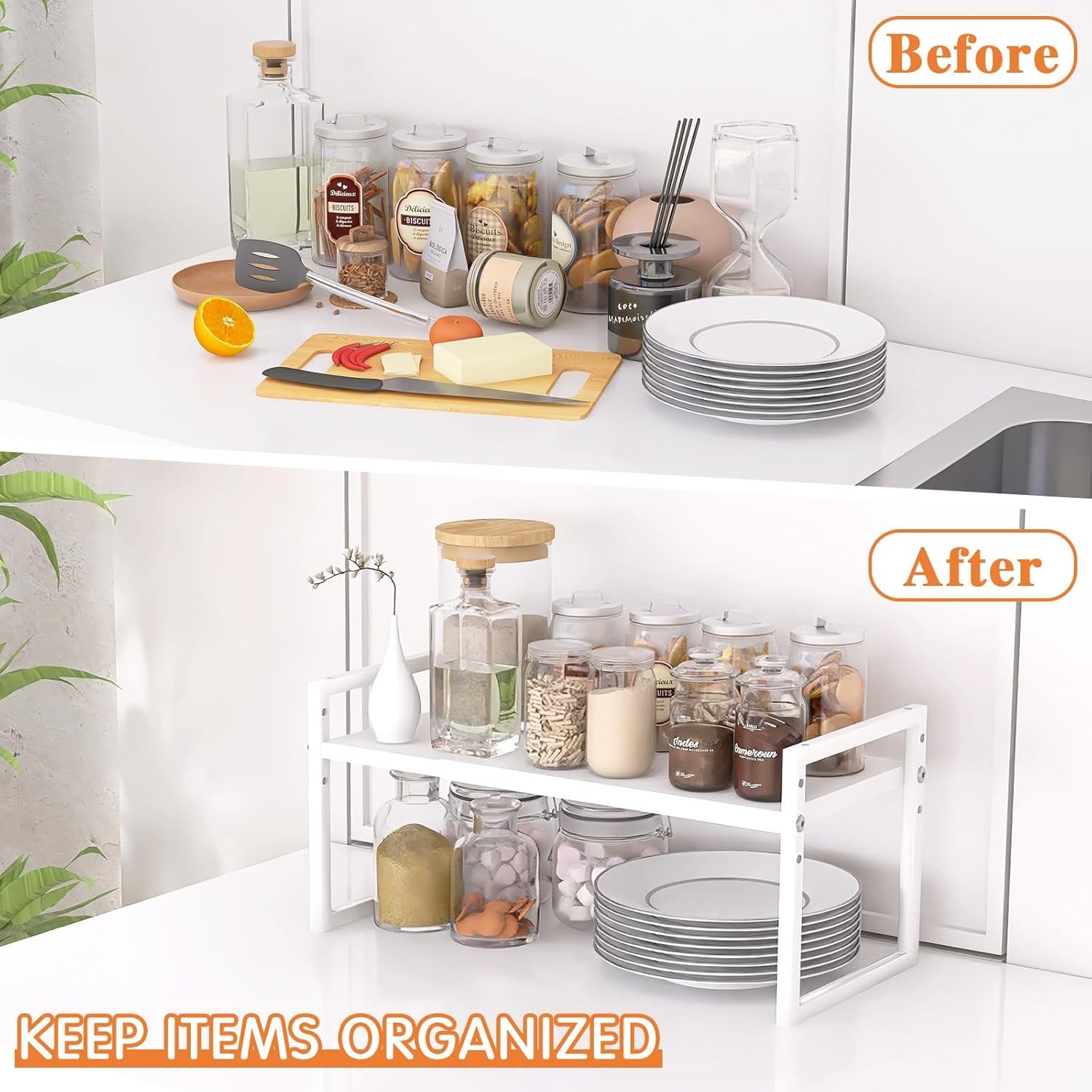 Expandable Kitchen Shelf Organizer Stackable Shelf Organizer Large ...