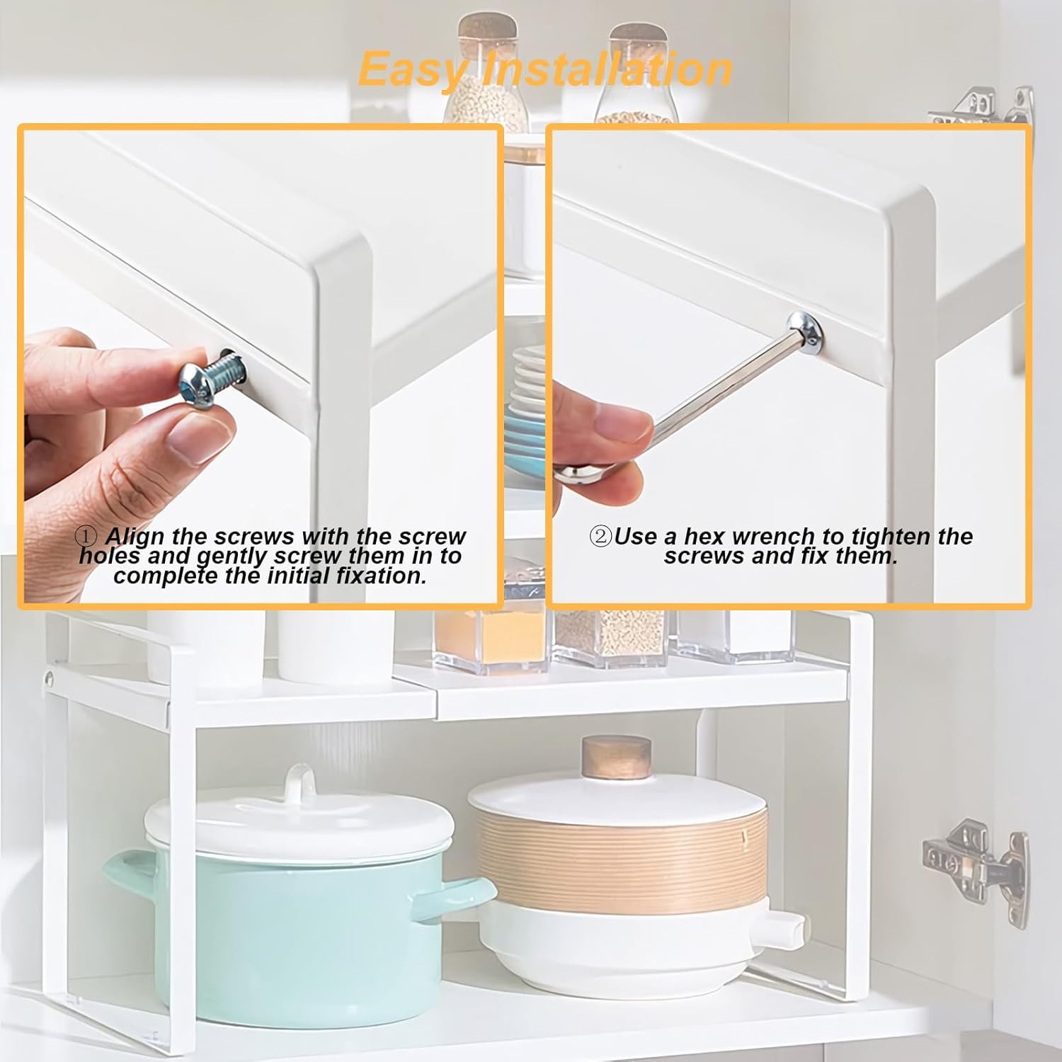 Expandable Kitchen Shelf Organizer Stackable Shelf Organizer Large ...