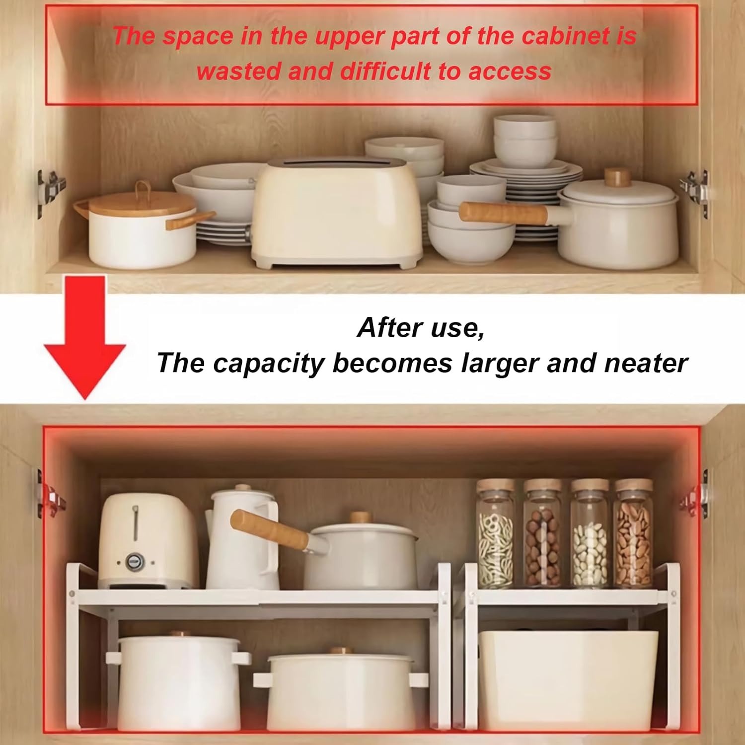 Expandable Kitchen Shelf Organizer Stackable Shelf Organizer Large ...