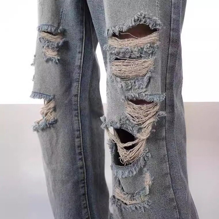 Korean Jeans Pants For Men 2026.Korean jeans baggy jeans pants for men Ripped jeans straight cut men ...