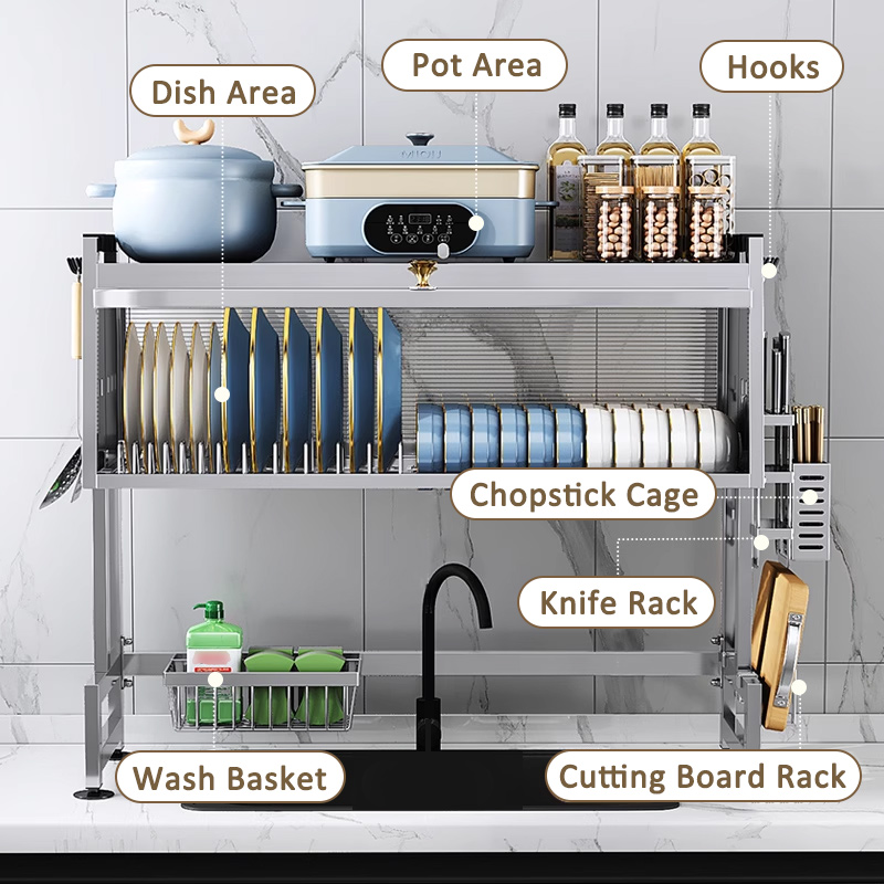 iSPECLE Stainless Steel 304 Over Sink Dish Cabinet Rack Kitchen ...
